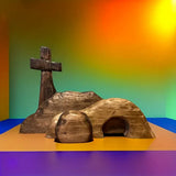 Solid Wood Empty Tomb with Jesus Easter Scene Decoration - Artwork for Home - BGCOPPER