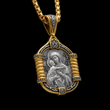 Handmade S925K Silver Madonna Holding Child Necklace