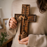 Christ Still Reaches Down – Hand-Carved Beechwood Savior Cross - product view
