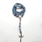 Hand Woven Holy Trinity Crucifix Mary Holy Medal Blue Rosary - BGCOPPER