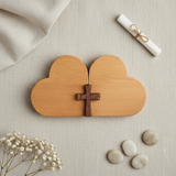 Double Heart Cross Wooden Ornament - Flat Lay