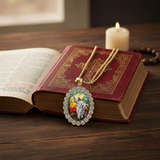 Draped over open prayer book
