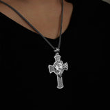S925K Silver Lion's Head Cross Necklace - BGCOPPER