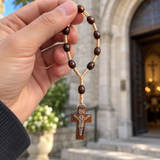 Handmade Wooden Bead Rosary Bracelet with Crucifix – Christian Prayer Bracelet