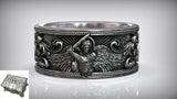 S925K Silver Archangel Michael Ring | Sacred Protection and Baroque Rococo Style Engravings - BGCOPPER