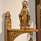 Our Lady of Grace Wall Bell – Antique Gold Marian Door Blessing Decor
