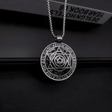 Amulet seal Solomon hexagram 12 signs of the zodiac pendant stainless steel necklace - BGCOPPER
