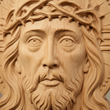 Jesus Christ Wood Carving: Crown of Thorns and Cruciform Halo | Sacred Home Blessing