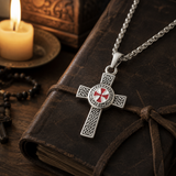 Knights Templar Celtic Knot Cross Necklace for Men, Red Enamel Templar Symbol Stainless Steel Pendant Product Parameters