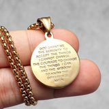 3D Embossed Jesus Christ Serenity Prayer Coin Pendant Necklace
