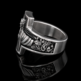 S925K Silver Jesus Guardian Cross Sacred Heart of Jesus Ring