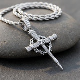 Nail Cross Crown of Thorns Necklace – Faith, Redemption & Timeless Strength - size and finish detail