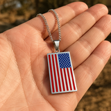 🇺🇸 American Flag Dog Tag Pendant Necklace