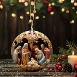 Wooden Christmas Nativity Pendant Wall Decoration Wall Hanging - BGCOPPER
