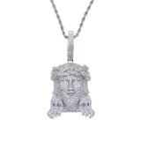 Crucifixion Crown of Thorns Zirconia Men's Hip Hop Pendant Necklace - BGCOPPER
