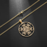 Stainless Steel Metatron's Cube Necklace Pendant Sacred Geometry Amulet Jewelry - BGCOPPER