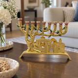 Golden Jerusalem 9-Branch Menorah: Light That Ties to the Holy City