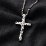 Twisted Hammered Textured Cross Pendant Necklace