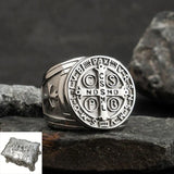 Saint Benedict Stainless Steel Cross Ring - BGCOPPER