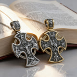 Double-sided S925k silver pendant depicting the Passion of Christ and St. George slaying the dragon.