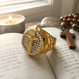 Jesus Crucifixion Gold Ring: Forging Faith with Steel - gift presentation