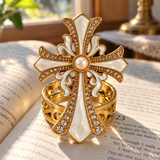 Christian Cross Ring Collection – A Beautiful Symbol of Faith, Hope & God's Love | Gold Crystal & Pearl Cross Keepsake Gift