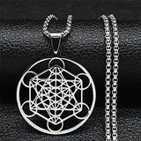 Stainless Steel Metatron's Cube Necklace Pendant Sacred Geometry Amulet Jewelry - BGCOPPER