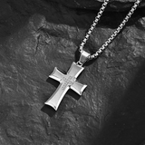 Brushed & Polished Stainless Steel Cross Necklace – Minimalist Faith, Everyday Devotion