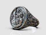 925K Sterling Silver St. Christopher and the Holy Child Jesus Sterling Silver Stamp Ring - BGCOPPER