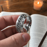 Men’s Faith Spinner Chain Ring – 8mm Titanium Steel Rotating Christian Band