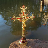 Hand-Painted Metal Jesus Christ Crucifix: Sacred Home Decor - product view