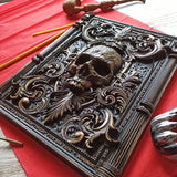 Panel Skull wood carving, wall art, picture, wall hangings - BGCOPPER