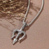 Poseidon Trident Necklace Men's Lucky Charm - BGCOPPER