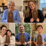 Hand-Carved Beechwood St. Benedict Medal Desktop Ornament
