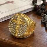 Jesus Crucifixion Gold Ring: Forging Faith with Steel - craftsmanship detail