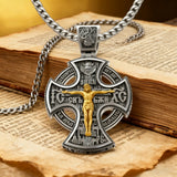 Double-Sided Silver Crucifix and St. Michael Pendant - product view
