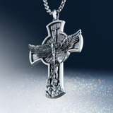 New titanium steel/S925K silver Archangel St. Michael necklace