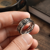 Glow In The Dark Viking Elder Futhark Rune Rotatable Spinner Stainless Steel Anxiety Relief Ring