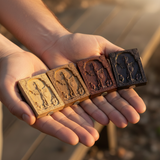 Archangel Michael Hand-Carved Wood Refrigerator Magnet | 4 Sacred Wood Tones