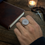 Vintage Titanium Seven Archangel Signet Ring - Amulet Against Evil Eyes, Curses, Spells