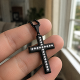 Minimalist Full Paved Cubic Zirconia Stainless Steel Cross Necklace