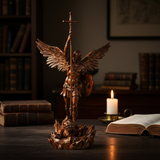 St. Michael the Archangel - Hand Carved Boxwood Sculpture - Spiritual Guardian for Prayer Spaces