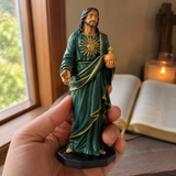 Hand-Carved Beechwood Statue of the Sacred Heart of Jesus — Hand-Painted Edition