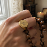 Vintage Titanium Seven Archangel Signet Ring - Amulet Against Evil Eyes, Curses, Spells