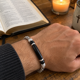 Faith Tiger Eye & Stainless Steel Men's Bracelet – Strength, Courage & Daily Reminder