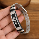 Men’s Christian Cross Mesh Bracelet – Stainless Steel Faith Wristband in Gold or Black