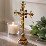 Hand-Painted Metal Jesus Christ Crucifix: Sacred Home Decor - side view