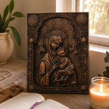 Our Lady of Perpetual Help Wood Art - Hand-Carved Catholic Gift - Mother Mary Comfort Figure