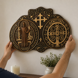St. Benedict's Exorcism Medal Christian Exorcism Plaque - Wall Decor