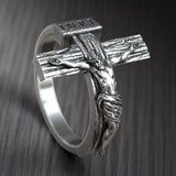 Crucifixion of Jesus S925K Silver Cross Ring - BGCOPPER